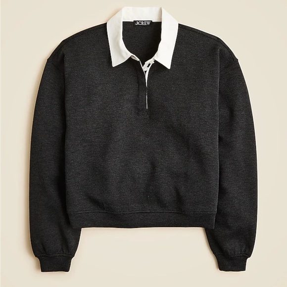 J. Crew Sweaters - J crew Scuba-knit rugby sweatshirt with velvet trim